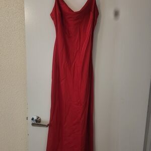 Express Red Cowl Neck Slip Maxi Dress